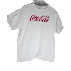 Coca Cola Gildan Men's Large White Red Short Sleeve T-shirt Tee Soda
